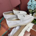 Giày Loro Piana Summer Charms Walk Loafer Suede Powder Pearl Best Quality