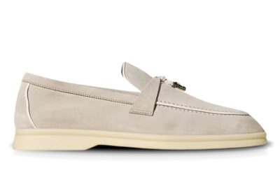 Giày Loro Piana Summer Charms Walk Loafer Suede Powder Pearl Best Quality