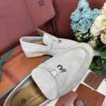 Giày Loro Piana Summer Charms Walk Loafer Suede Powder Pearl Best Quality