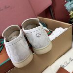 Giày Loro Piana Summer Charms Walk Loafer Suede Powder Pearl Best Quality