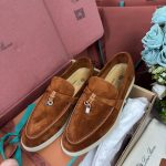 Giày Loro Piana Summer Charms Walk Loafer Suede Saddle Brown Best Quality