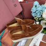 Giày Loro Piana Summer Charms Walk Loafer Suede Saddle Brown Best Quality
