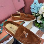 Giày Loro Piana Summer Charms Walk Loafer Suede Saddle Brown Best Quality