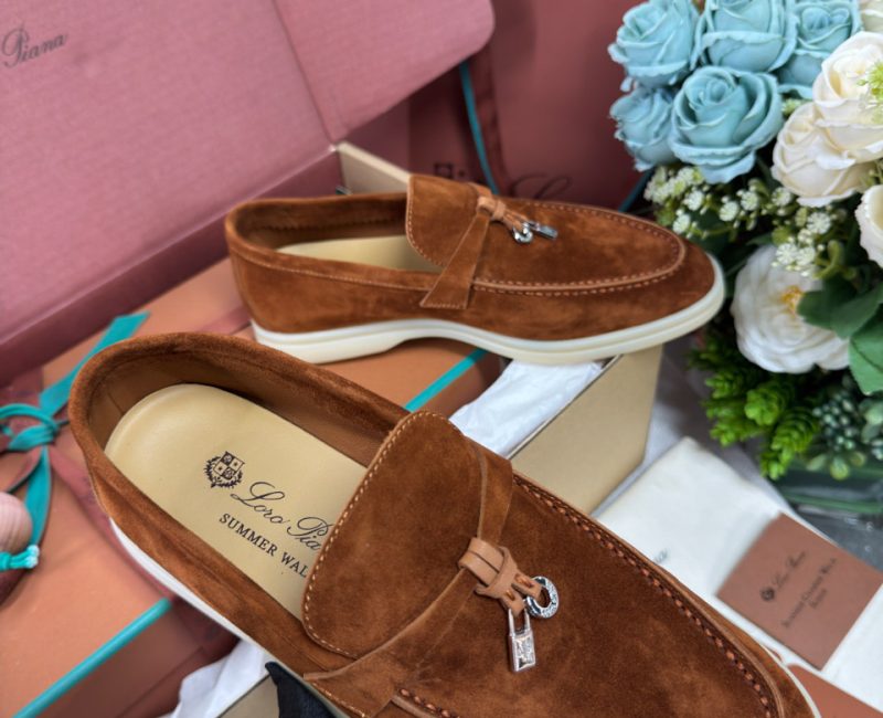 Giày Loro Piana Summer Charms Walk Loafer Suede Saddle Brown Best Quality