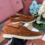 Giày Loro Piana Summer Charms Walk Loafer Suede Saddle Brown Best Quality