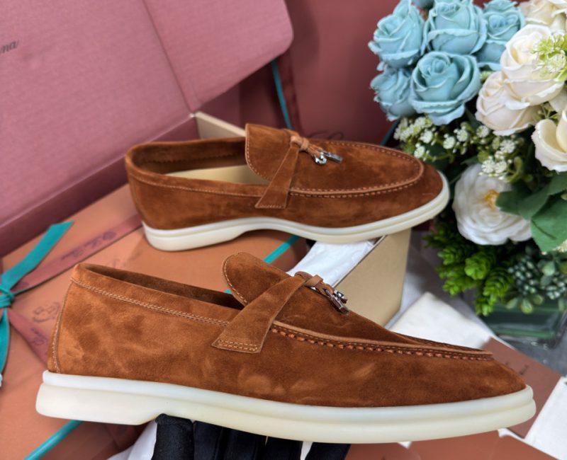 Giày Loro Piana Summer Charms Walk Loafer Suede Saddle Brown Best Quality