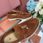 Giày Loro Piana Summer Charms Walk Loafer Suede Saddle Brown Best Quality
