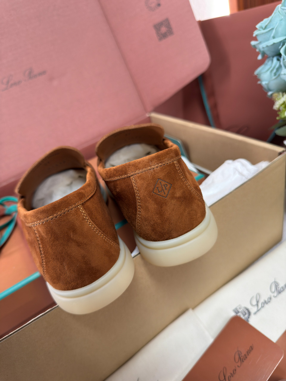 Giày Loro Piana Summer Charms Walk Loafer Suede Saddle Brown Best Quality