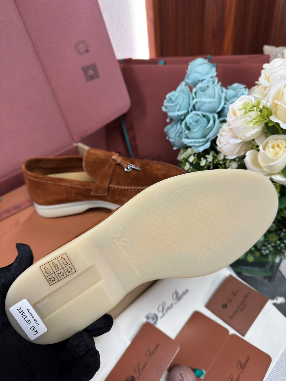 Giày Loro Piana Summer Charms Walk Loafer Suede Saddle Brown Best Quality