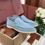 Giày Loro Piana Summer Walk Loafer Suede Aqua Best Quality