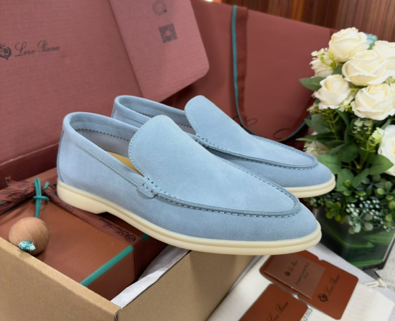 Giày Loro Piana Summer Walk Loafer Suede Aqua Best Quality