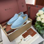 Giày Loro Piana Summer Walk Loafer Suede Aqua Best Quality