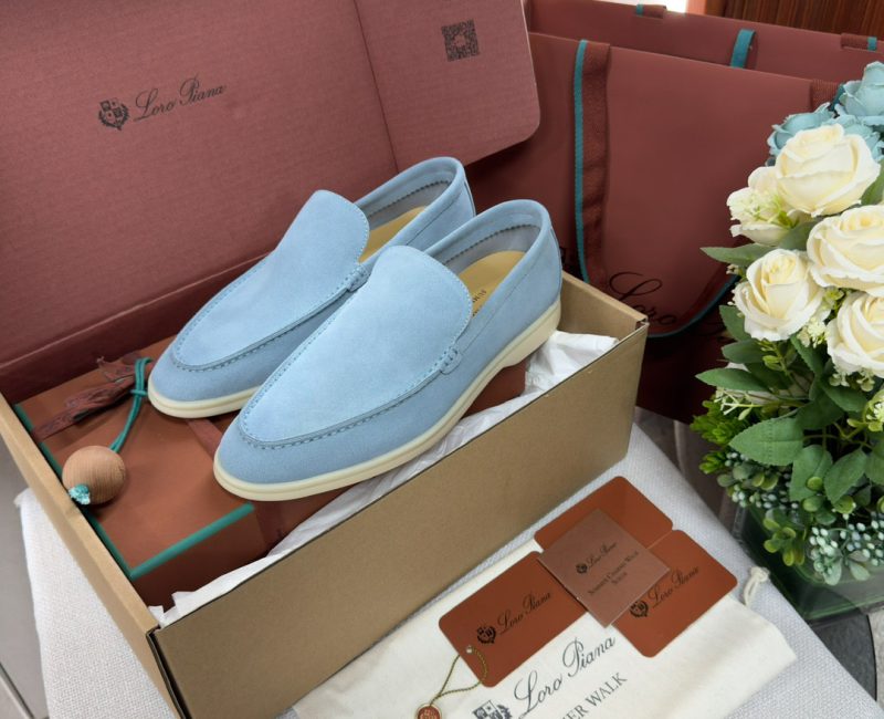 Giày Loro Piana Summer Walk Loafer Suede Aqua Best Quality
