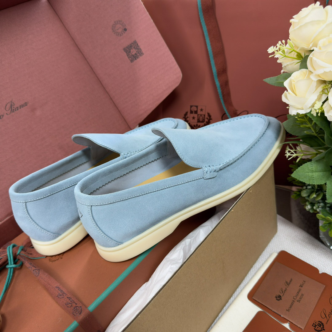 Giày Loro Piana Summer Walk Loafer Suede Aqua Best Quality