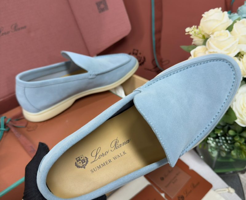 Giày Loro Piana Summer Walk Loafer Suede Aqua Best Quality