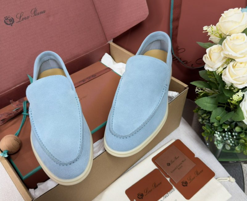 Giày Loro Piana Summer Walk Loafer Suede Aqua Best Quality