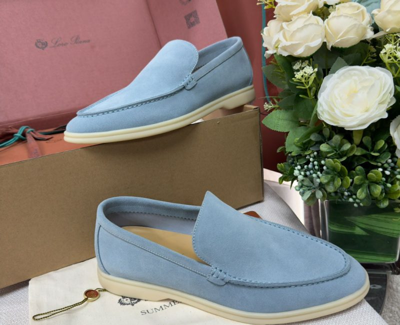 Giày Loro Piana Summer Walk Loafer Suede Aqua Best Quality