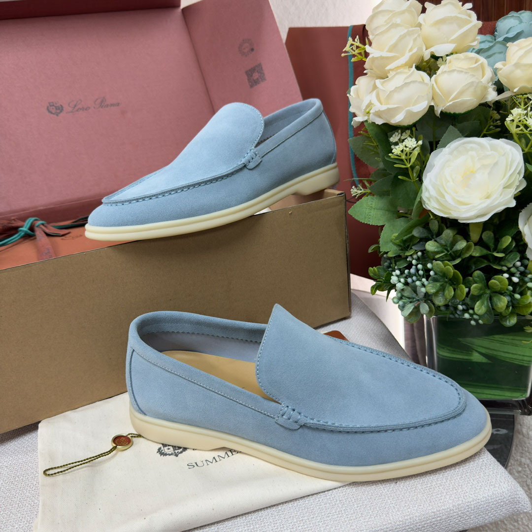 Giày Loro Piana Summer Walk Loafer Suede Aqua Best Quality
