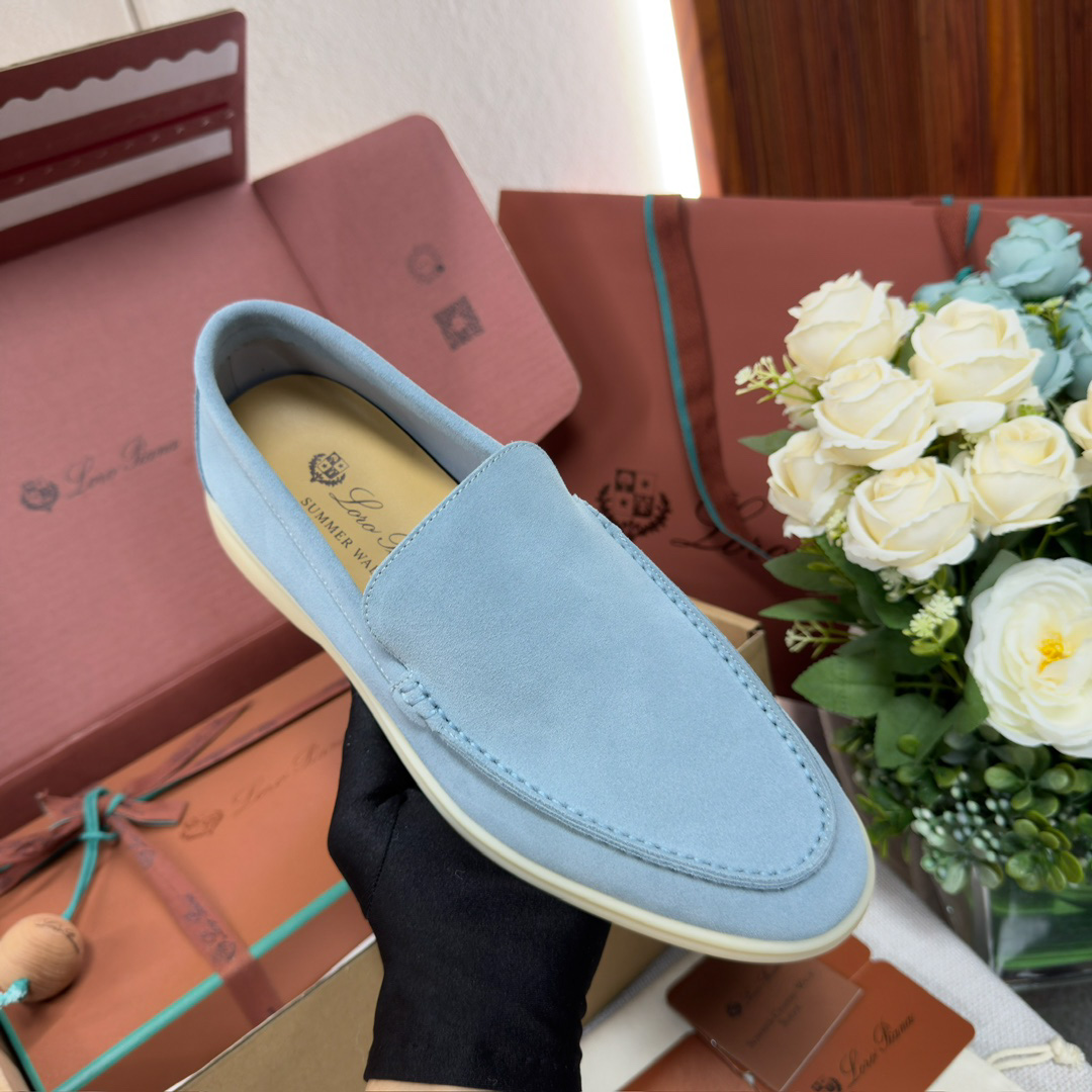 Giày Loro Piana Summer Walk Loafer Suede Aqua Best Quality