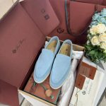 Giày Loro Piana Summer Walk Loafer Suede Aqua Best Quality
