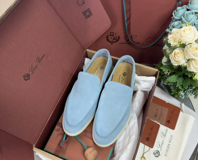 Giày Loro Piana Summer Walk Loafer Suede Aqua Best Quality