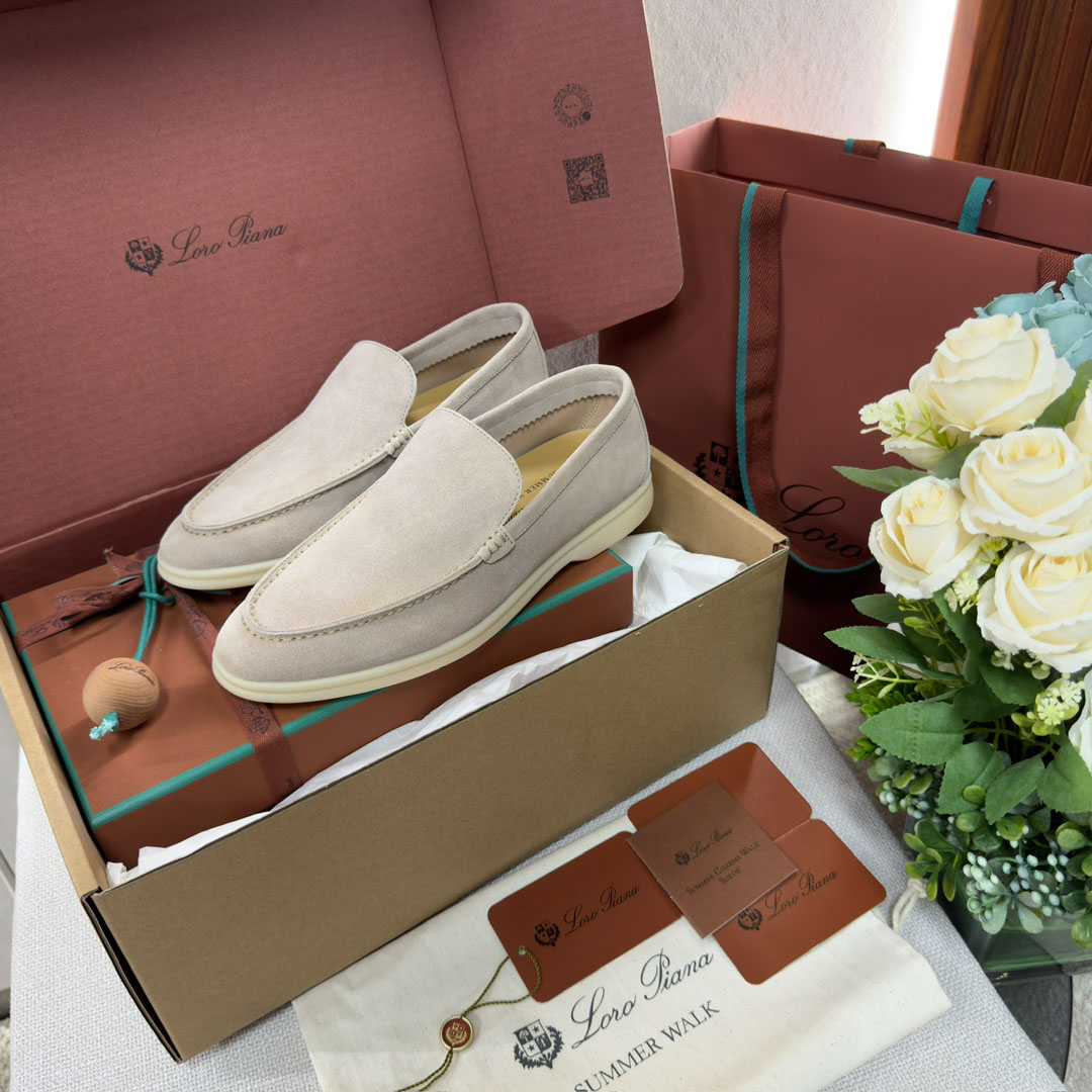 Giày Loro Piana Summer Walk Loafer Suede Classic Beige Best Quality