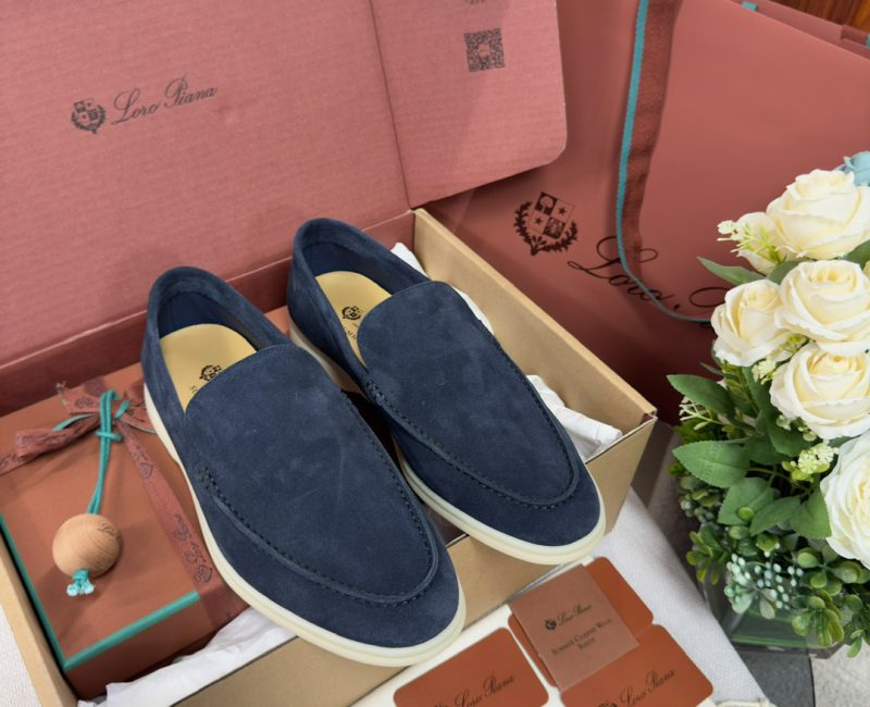 Giày Loro Piana Summer Walk Loafer Suede Classic Black Figs Best Quality