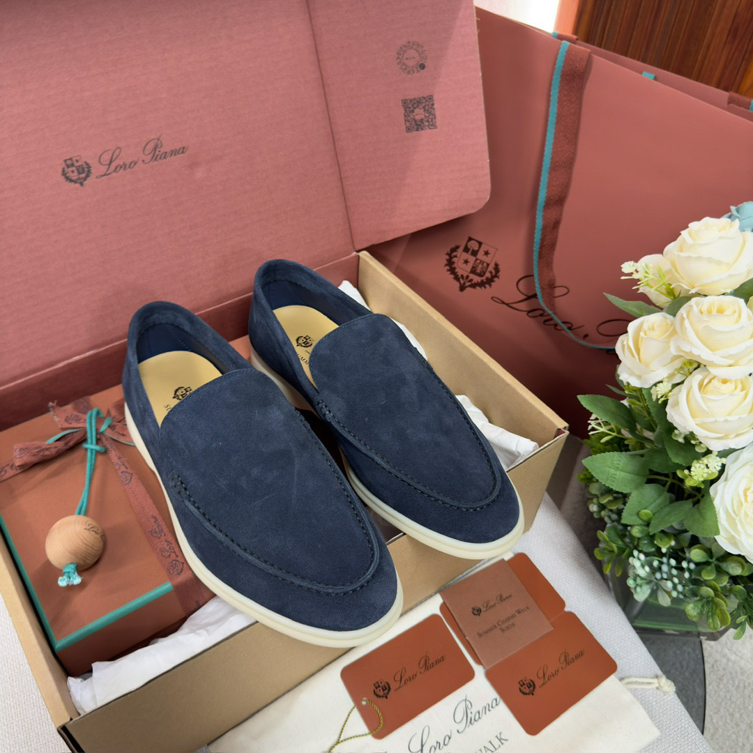 Giày Loro Piana Summer Walk Loafer Suede Classic Black Figs Best Quality