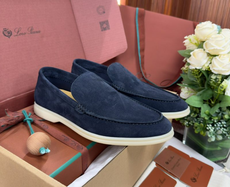 Giày Loro Piana Summer Walk Loafer Suede Classic Black Figs Best Quality