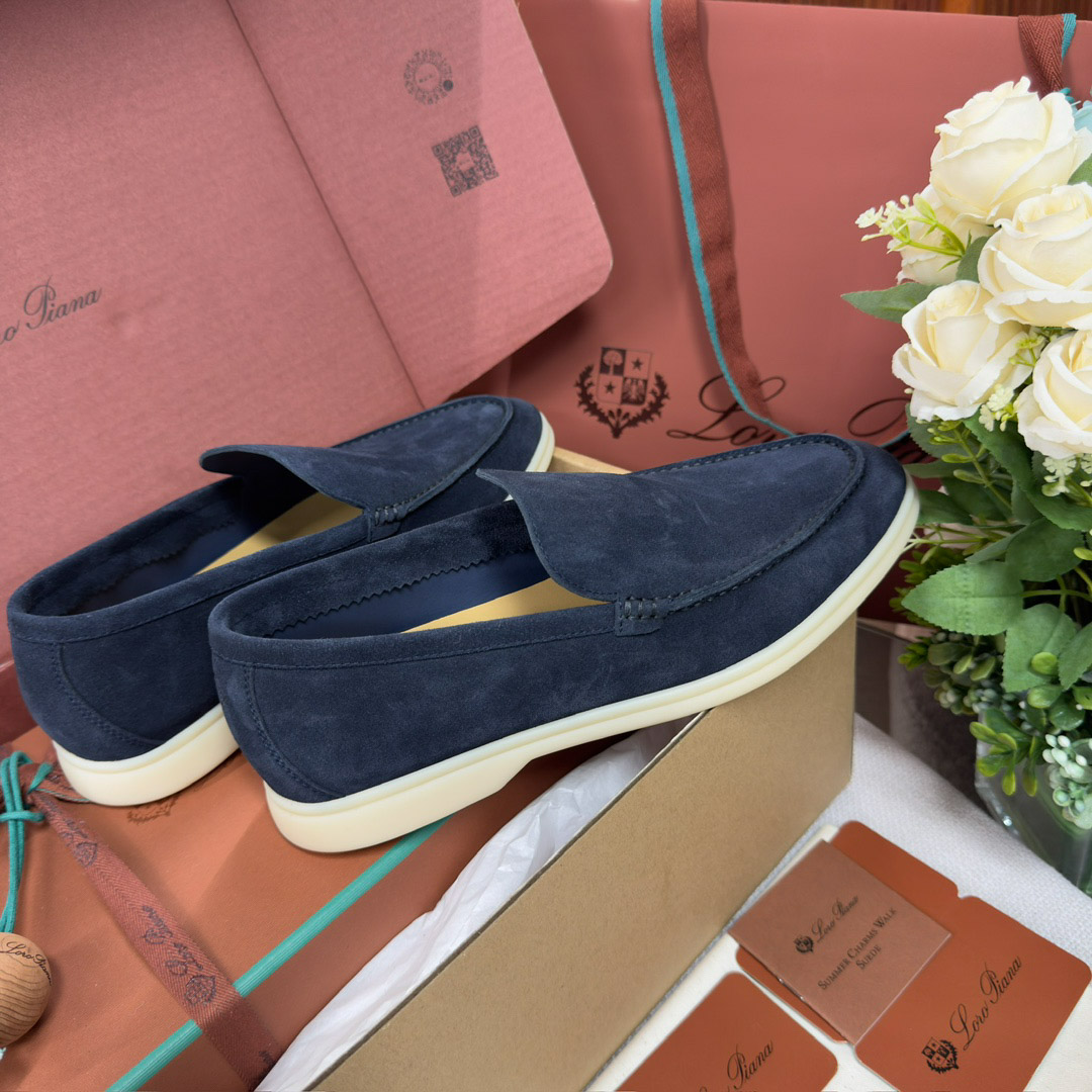 Giày Loro Piana Summer Walk Loafer Suede Classic Black Figs Best Quality