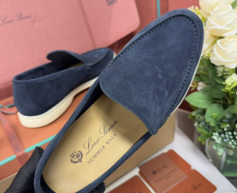 Giày Loro Piana Summer Walk Loafer Suede Classic Black Figs Best Quality