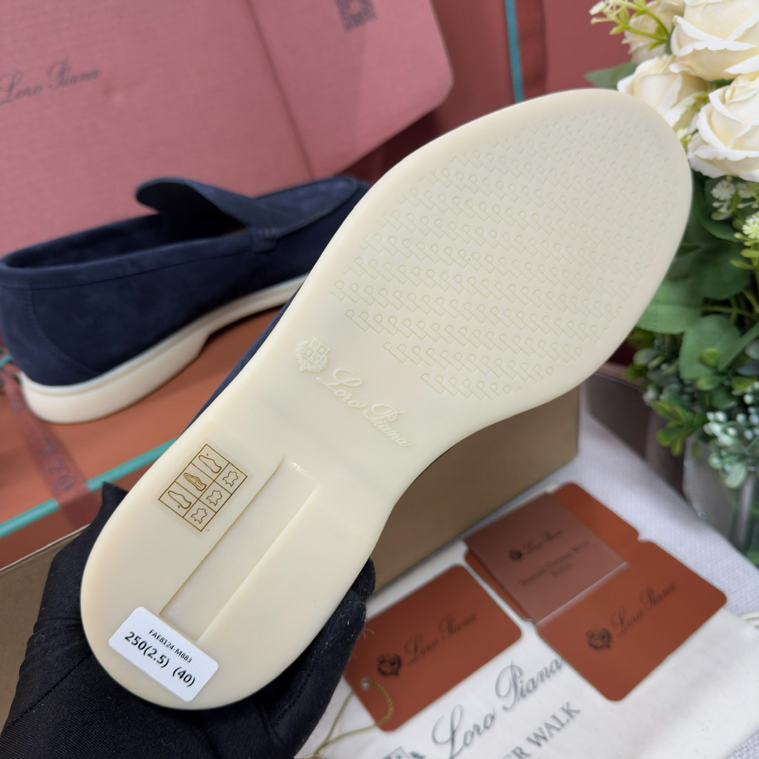 Giày Loro Piana Summer Walk Loafer Suede Classic Black Figs Best Quality