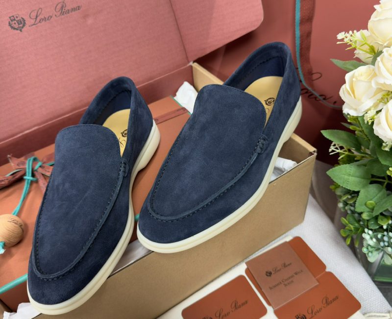 Giày Loro Piana Summer Walk Loafer Suede Classic Black Figs Best Quality