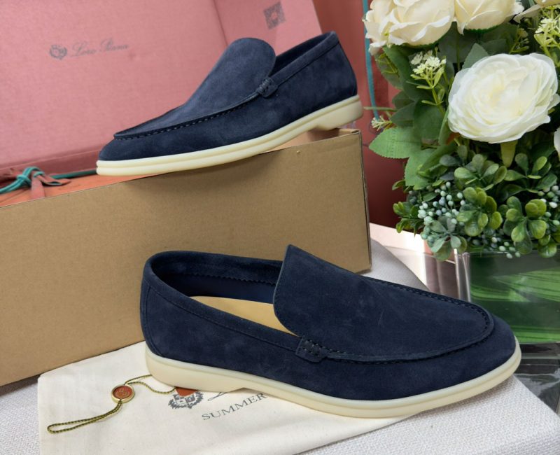 Giày Loro Piana Summer Walk Loafer Suede Classic Black Figs Best Quality