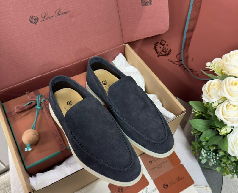 Giày Loro Piana Summer Walk Loafer Suede Classic Blue Best Quality