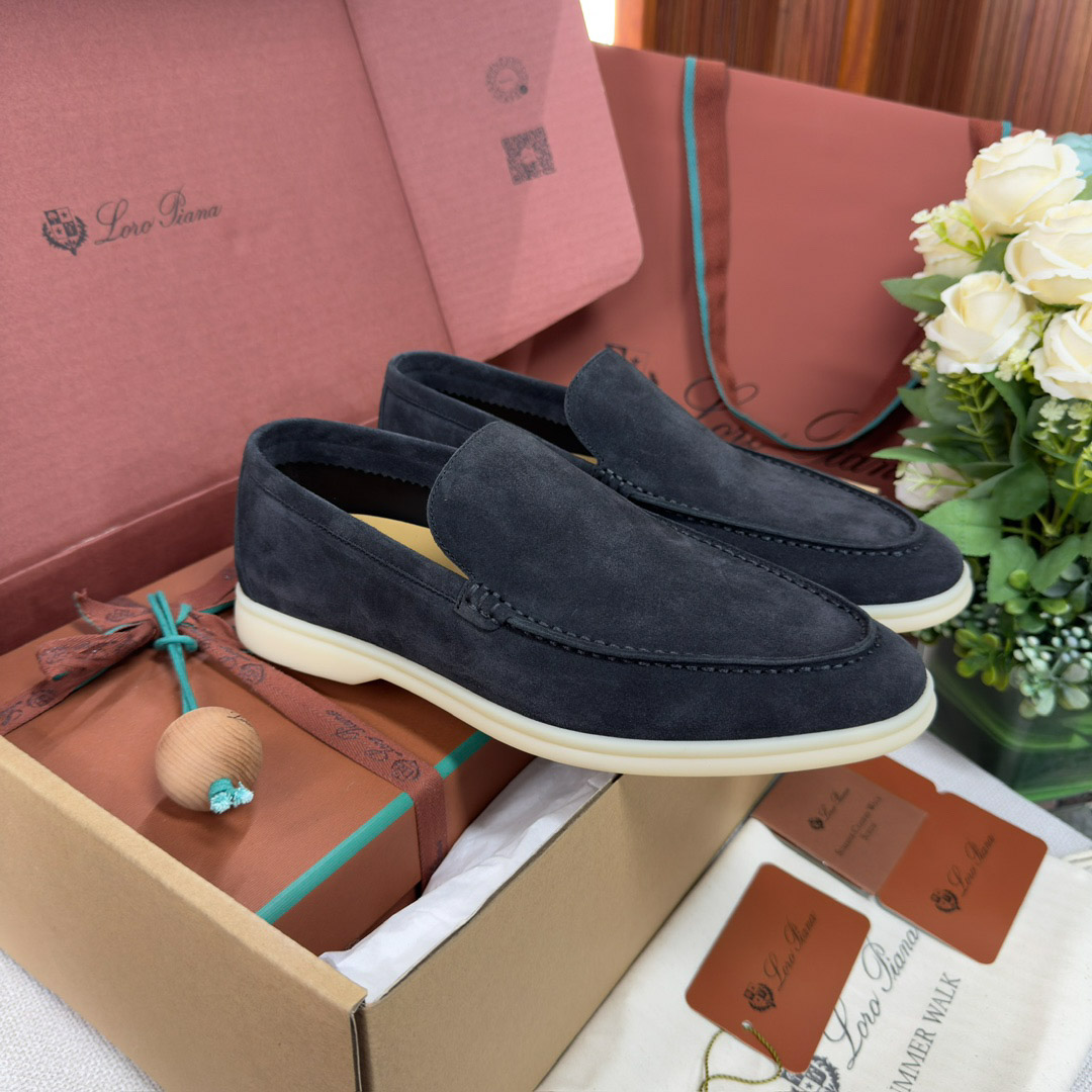 Giày Loro Piana Summer Walk Loafer Suede Classic Blue Best Quality