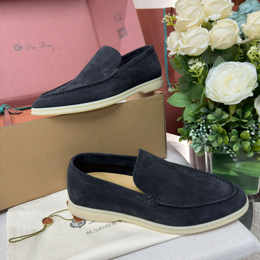 Giày Loro Piana Summer Walk Loafer Suede Classic Blue Best Quality