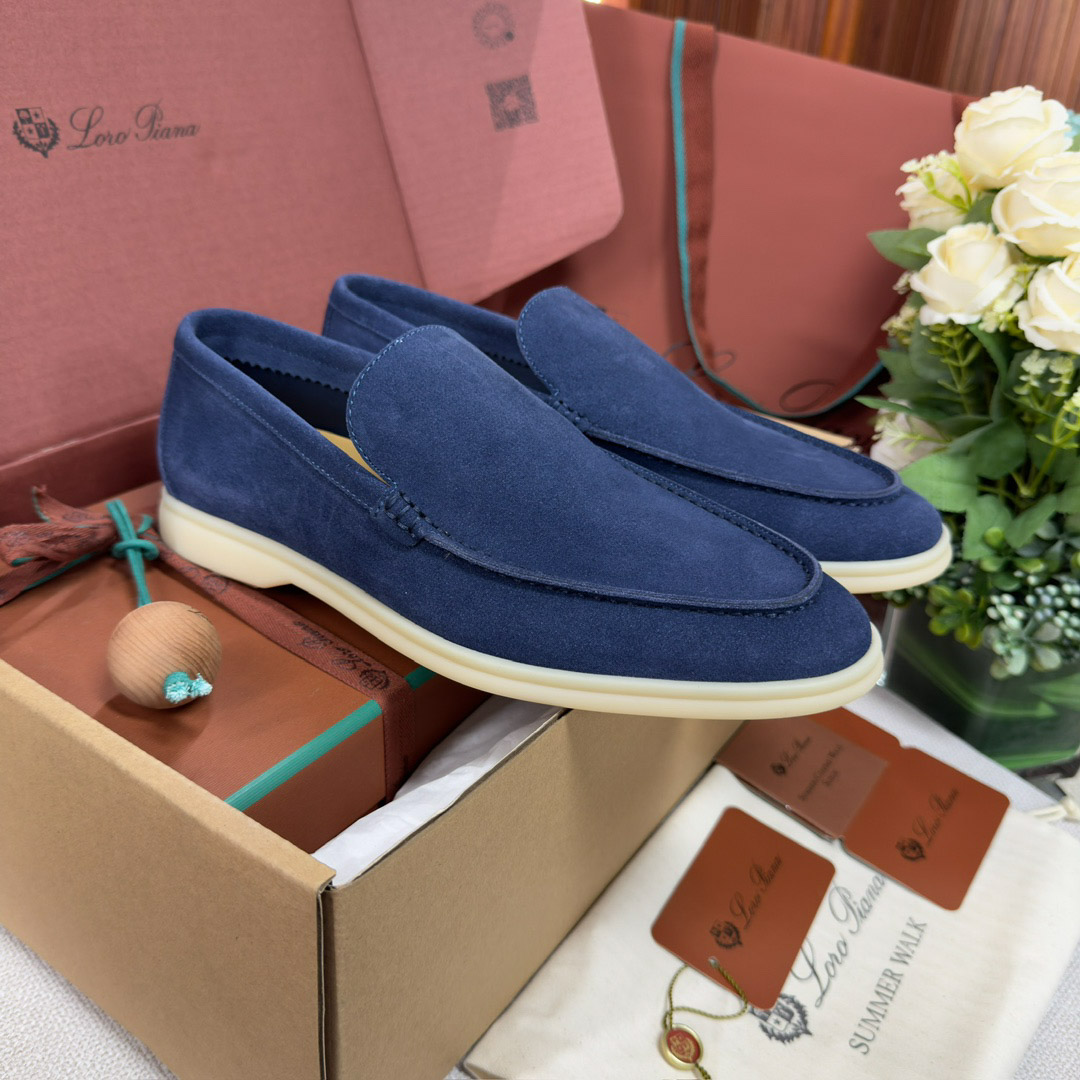 Giày Loro Piana Summer Walk Loafer Suede Classic Cobalt Ink Best Quality