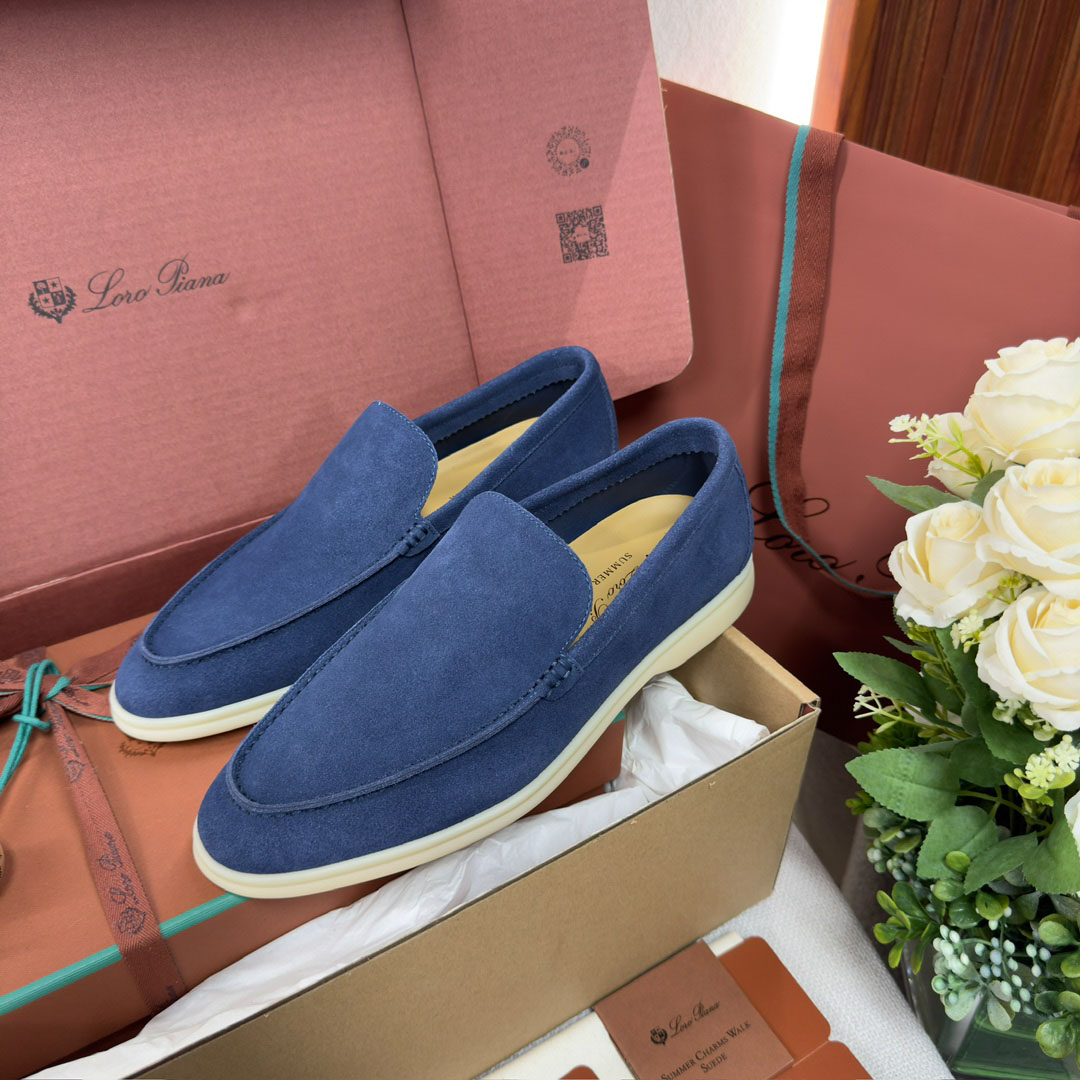 Giày Loro Piana Summer Walk Loafer Suede Classic Cobalt Ink Best Quality