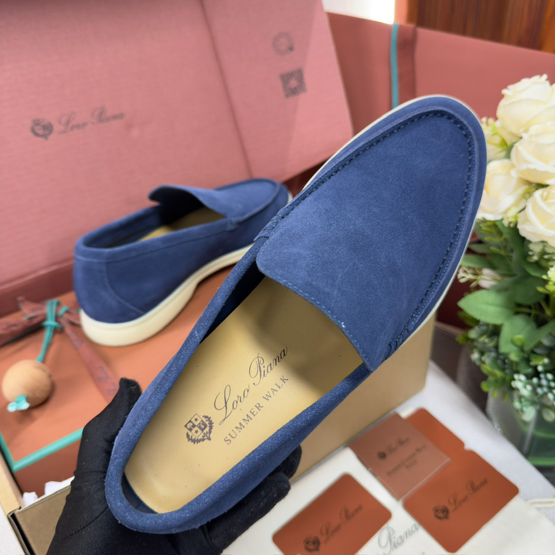 Giày Loro Piana Summer Walk Loafer Suede Classic Cobalt Ink Best Quality