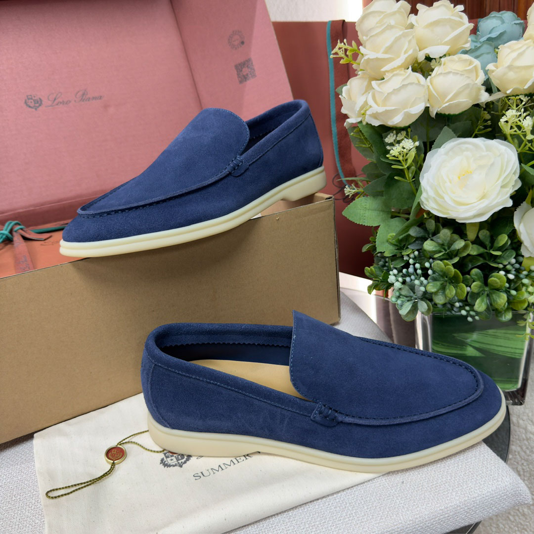 Giày Loro Piana Summer Walk Loafer Suede Classic Cobalt Ink Best Quality