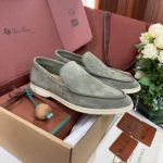 Giày Loro Piana Summer Walk Loafer Suede Gull Gray Best Quality