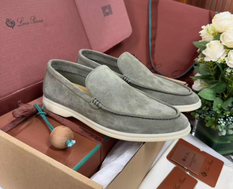 Giày Loro Piana Summer Walk Loafer Suede Gull Gray Best Quality