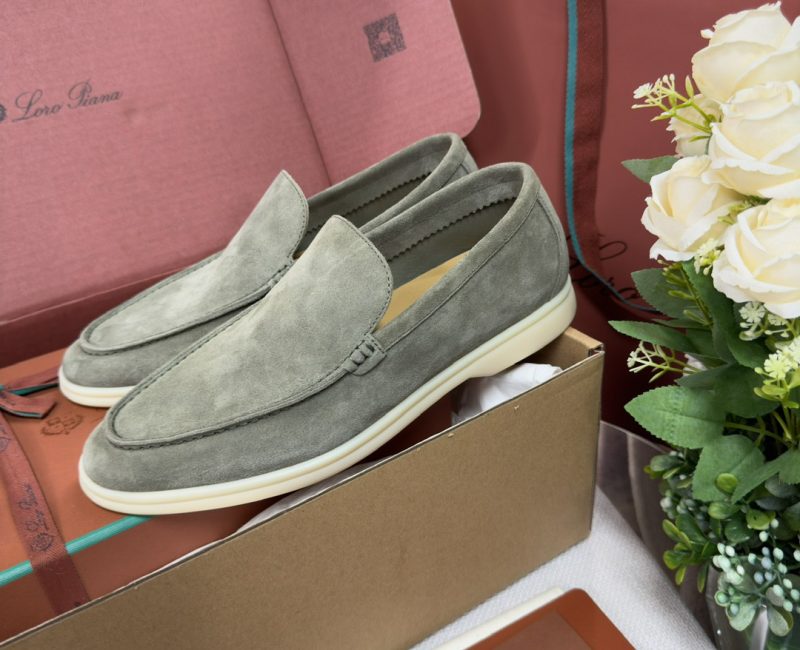 Giày Loro Piana Summer Walk Loafer Suede Gull Gray Best Quality