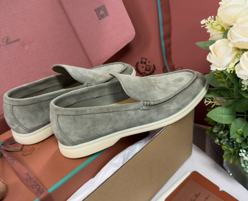 Giày Loro Piana Summer Walk Loafer Suede Gull Gray Best Quality