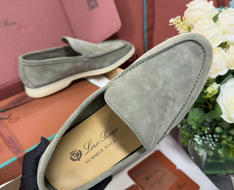 Giày Loro Piana Summer Walk Loafer Suede Gull Gray Best Quality