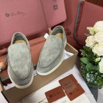 Giày Loro Piana Summer Walk Loafer Suede Gull Gray Best Quality