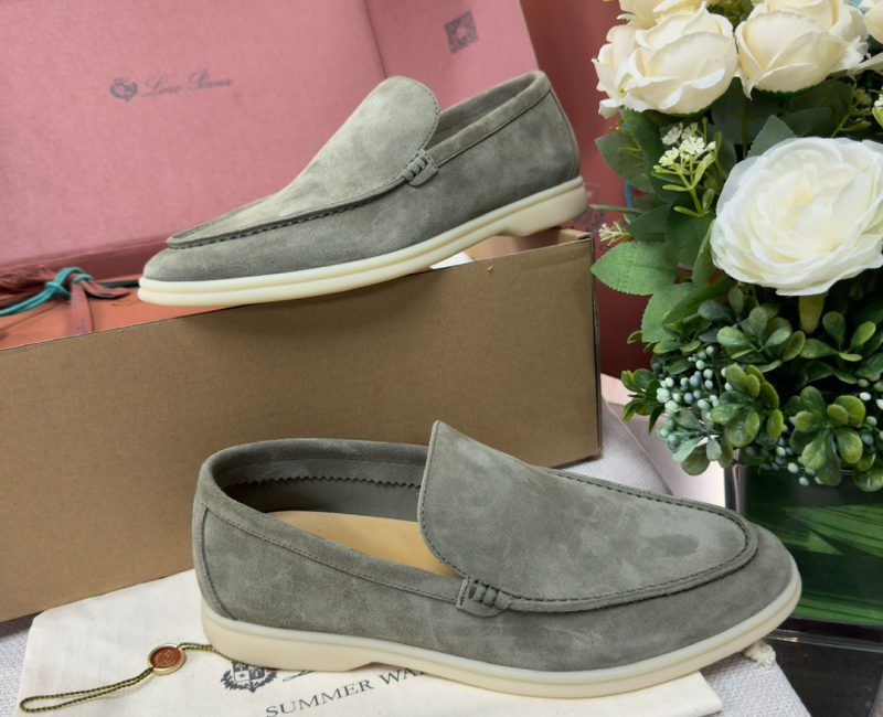 Giày Loro Piana Summer Walk Loafer Suede Gull Gray Best Quality