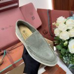 Giày Loro Piana Summer Walk Loafer Suede Gull Gray Best Quality