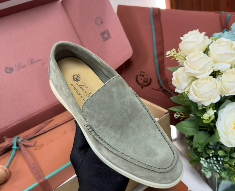 Giày Loro Piana Summer Walk Loafer Suede Gull Gray Best Quality